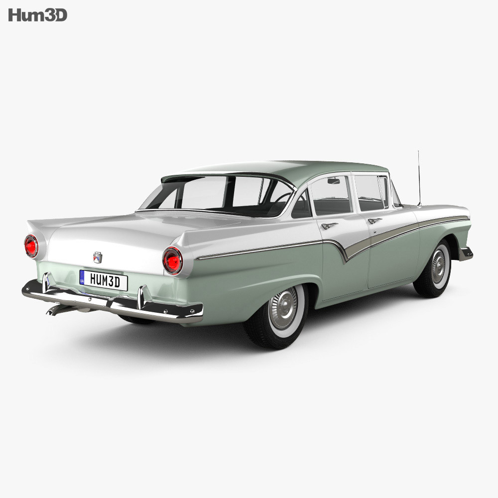 Ford Custom 300 Fordor 轿车 1957 3D模型 后视图