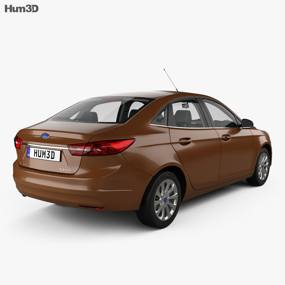 Ford Escort with HQ interior 2017 3d model back view