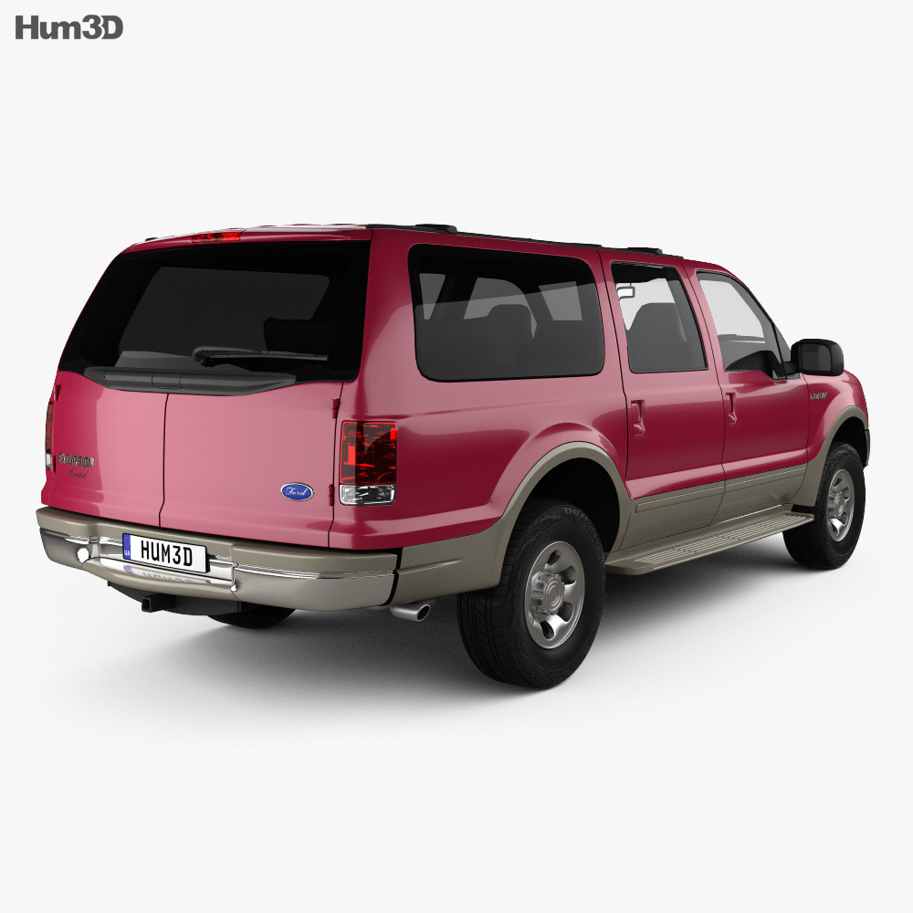 Ford Excursion 2005 3d model back view