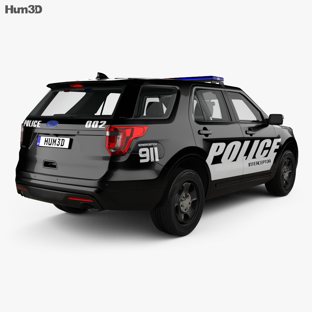 Ford Explorer Police Interceptor Utility with HQ interior 2019 3d model back view