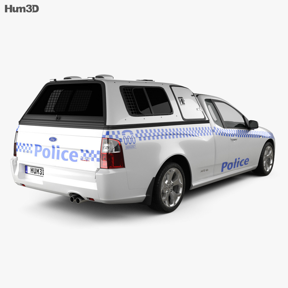Ford Falcon UTE XR6 Policía 2011 Modelo 3D vista trasera