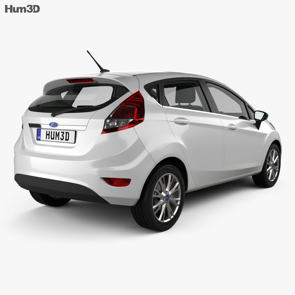 Ford Fiesta 5-door with HQ interior 2016 3d model back view