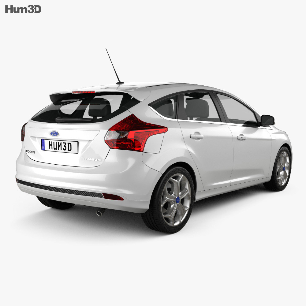Ford Focus Hatchback Titanium 2015 3D模型 后视图