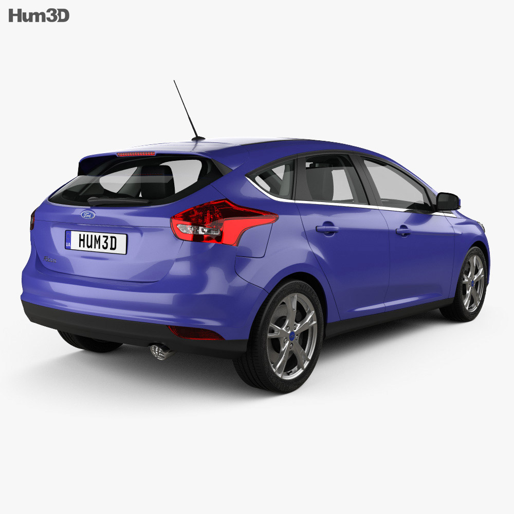 Ford Focus hatchback with HQ interior 2017 3d model back view