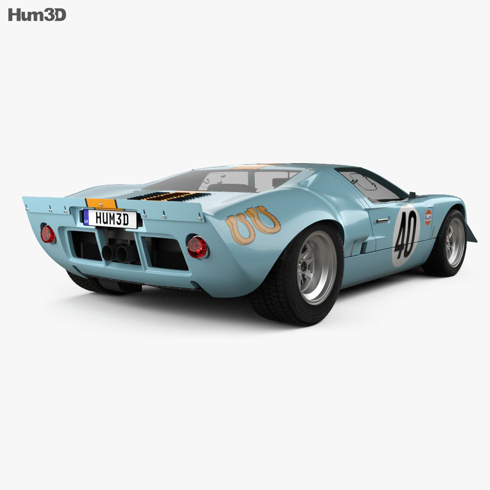 Ford GT40 1968 3D 모델  back view