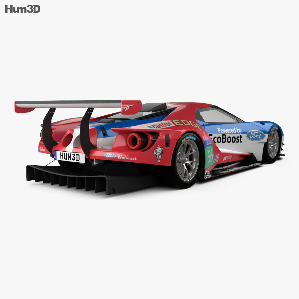 Ford GT Le Mans Гоночний автомобіль 2016 3D модель back view