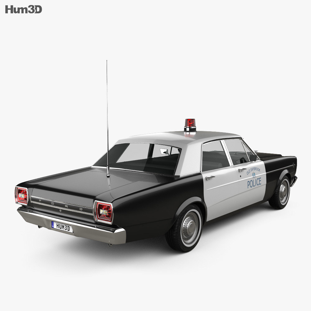 Ford Galaxie 500 警察 1966 3D模型 后视图