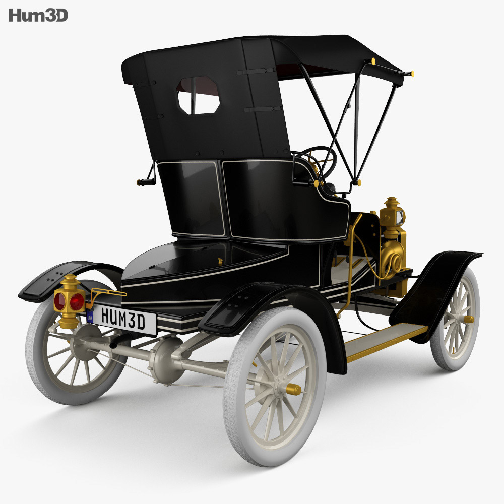 Ford Model N Runabout 1906 3D-Modell Rückansicht