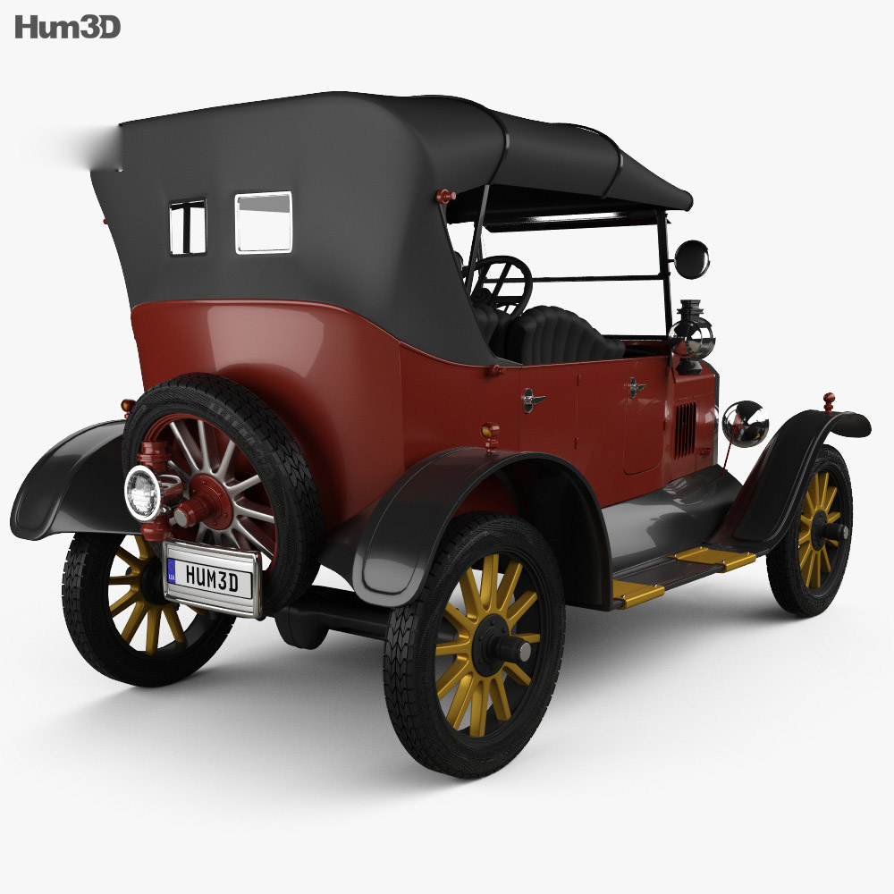 Ford Model T 4door Tourer 1924 Modello 3D vista posteriore