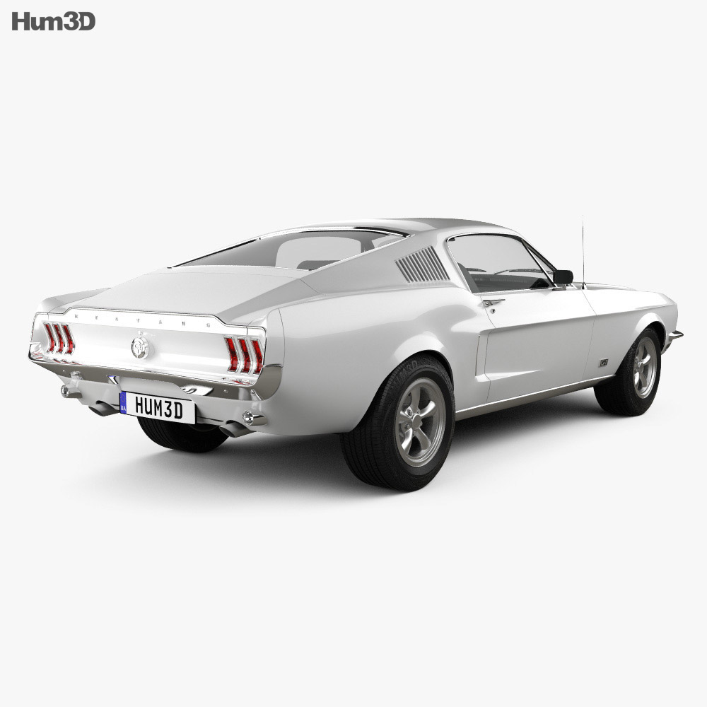 Ford Mustang GT 1967 Modelo 3D vista trasera