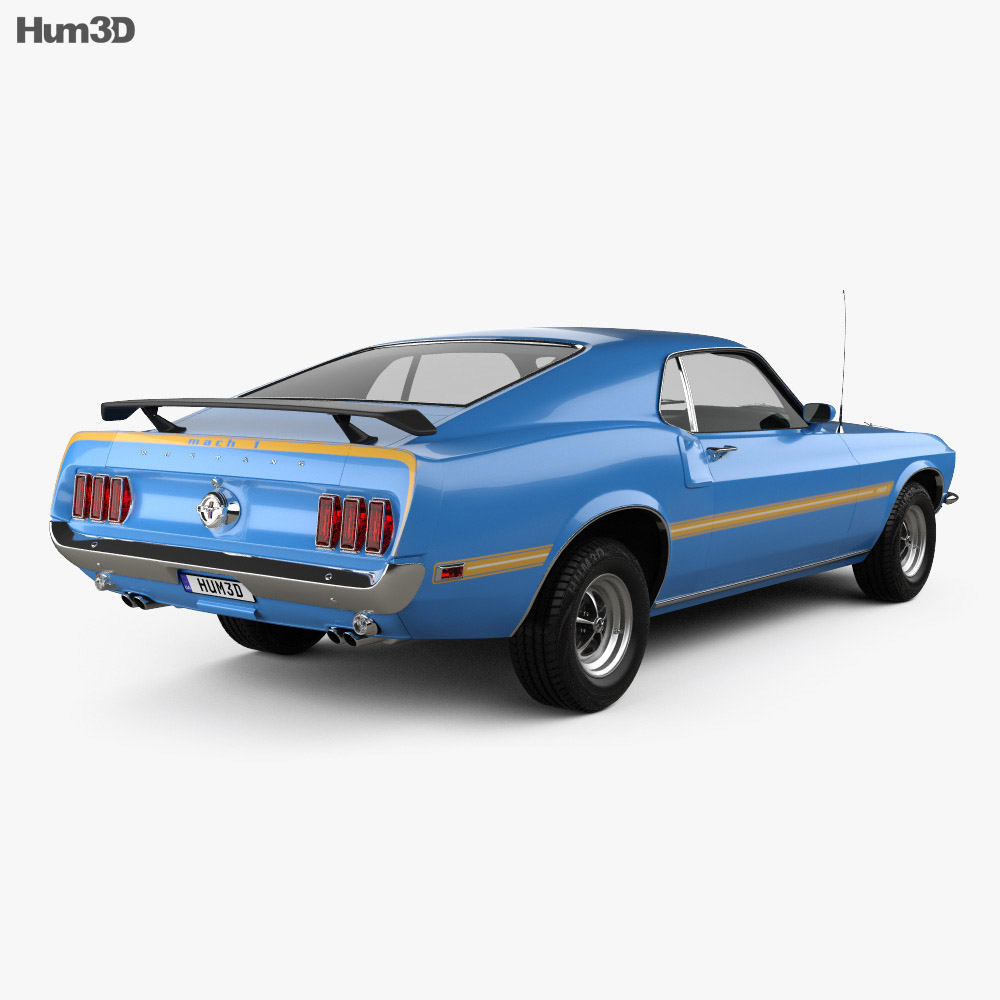 Ford Mustang Mach 1 351 1969 3d model back view