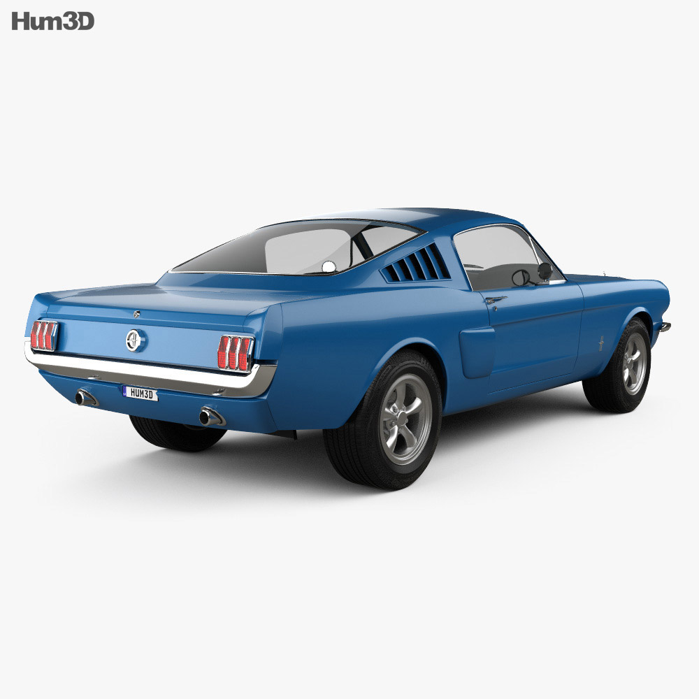 Ford Mustang Fastback 1965 3D模型 后视图