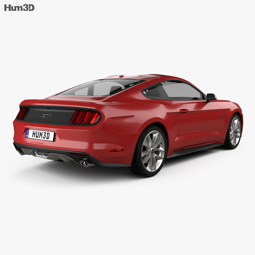 Ford Mustang GT 2018 3D模型 后视图