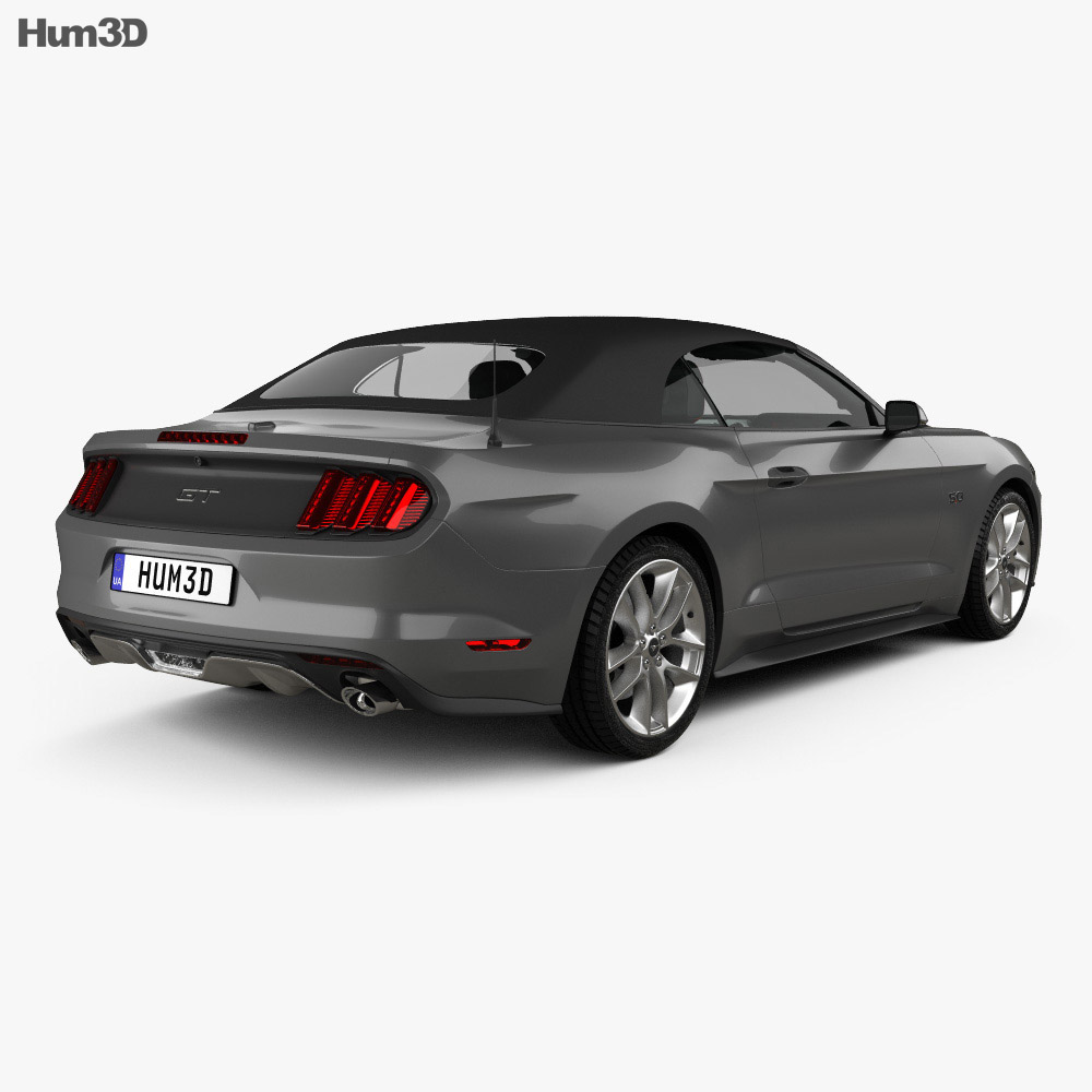 Ford Mustang GT convertible with HQ interior 2020 3d model back view