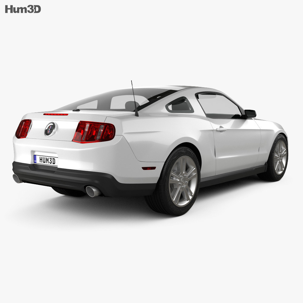 Ford Mustang V6 2012 3D模型 后视图