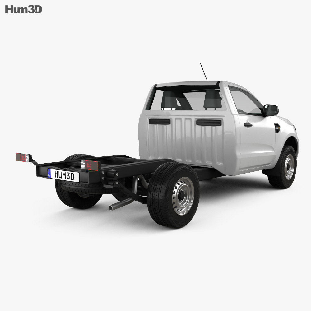 Ford Ranger Single Cab Chassis XL 2018 3d model back view