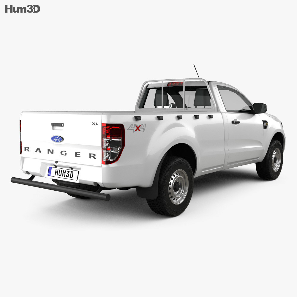Ford Ranger Einzelkabine XL 2015 3D-Modell Rückansicht