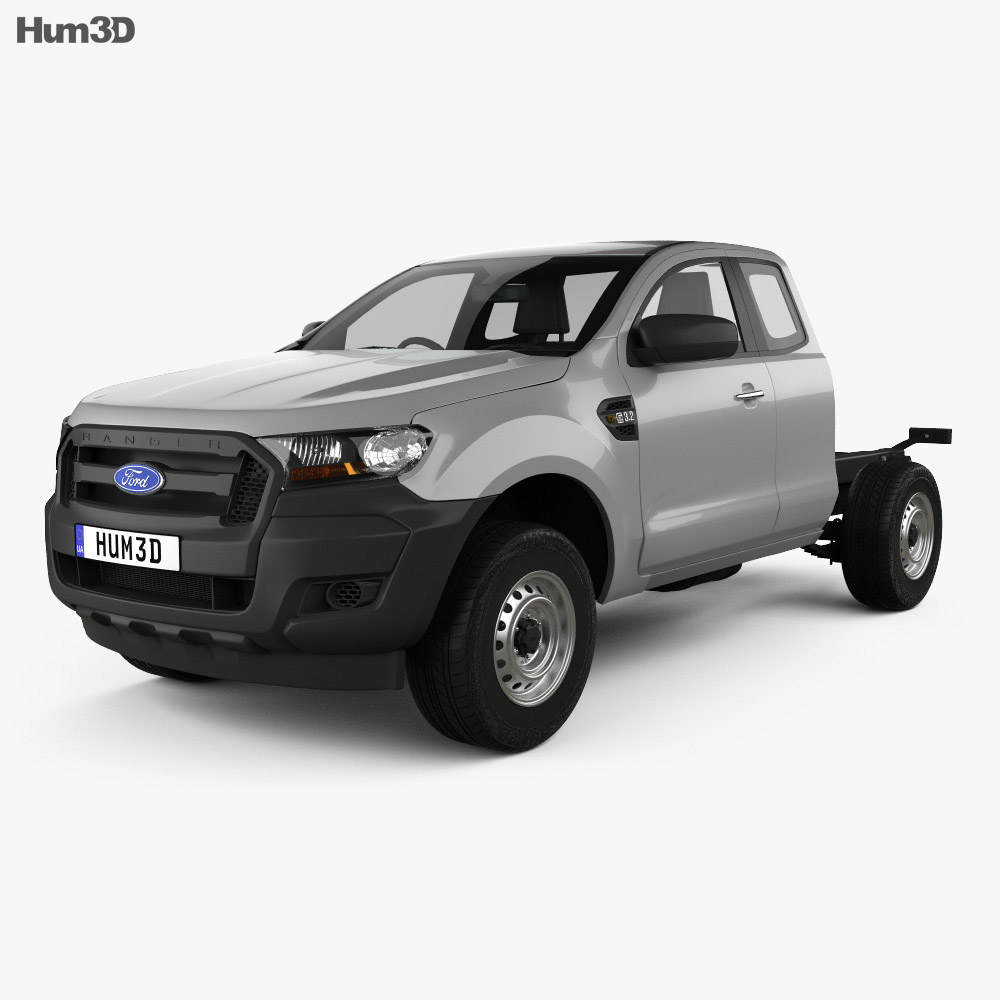 Ford Ranger Super Cab Chassis XL 2018 3D 모델 