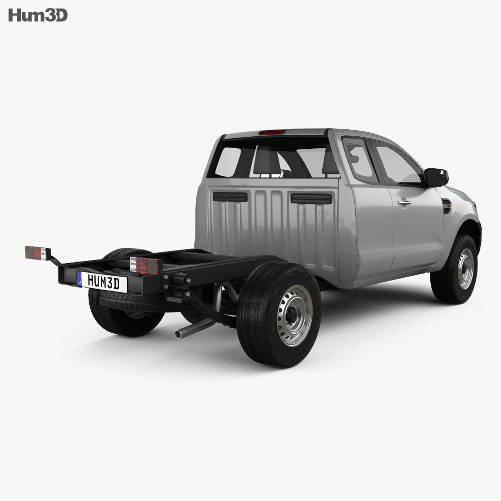 Ford Ranger Super Cab Chassis XL 2018 3d model back view