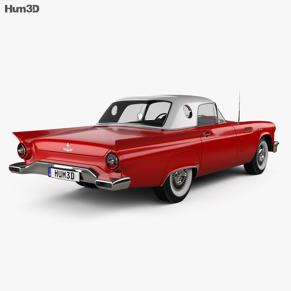 Ford Thunderbird 1957 3D模型 后视图
