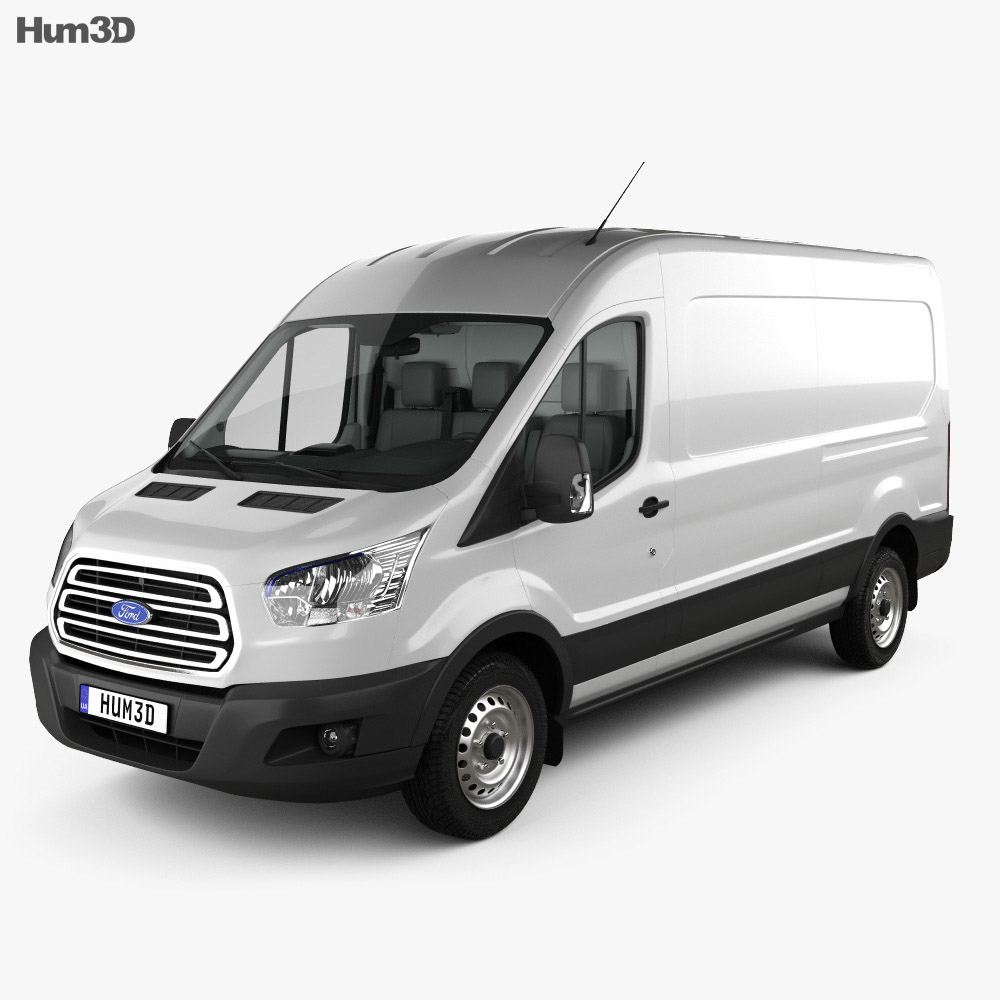 Ford Transit Panel Van L2H2 з детальним інтер'єром 2017 3D модель