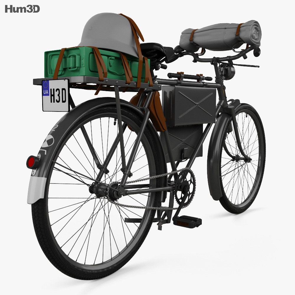 German Army M42 Truppenfahrrad Bicycle 1941 3d model back view