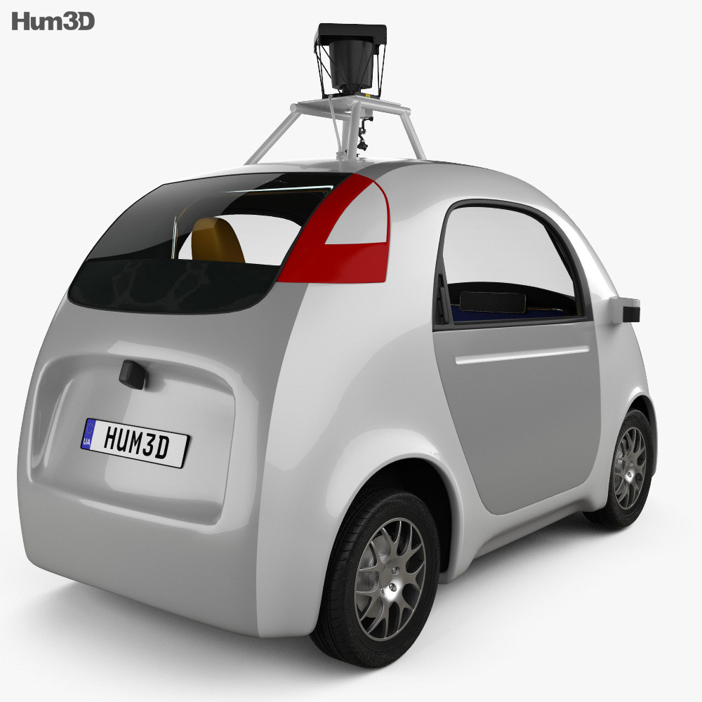 Google Self-Driving Car 2017 3d model back view