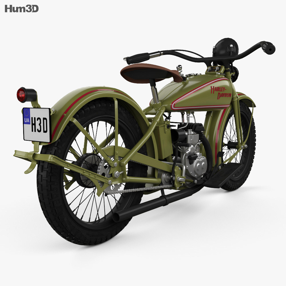 Harley-Davidson 26B 1926 3D-Modell Rückansicht