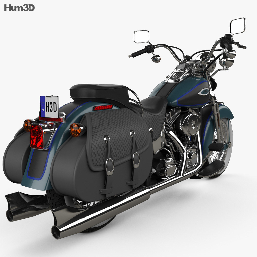 Harley-Davidson FLSTS Heritage Springer 2002 Modello 3D vista posteriore