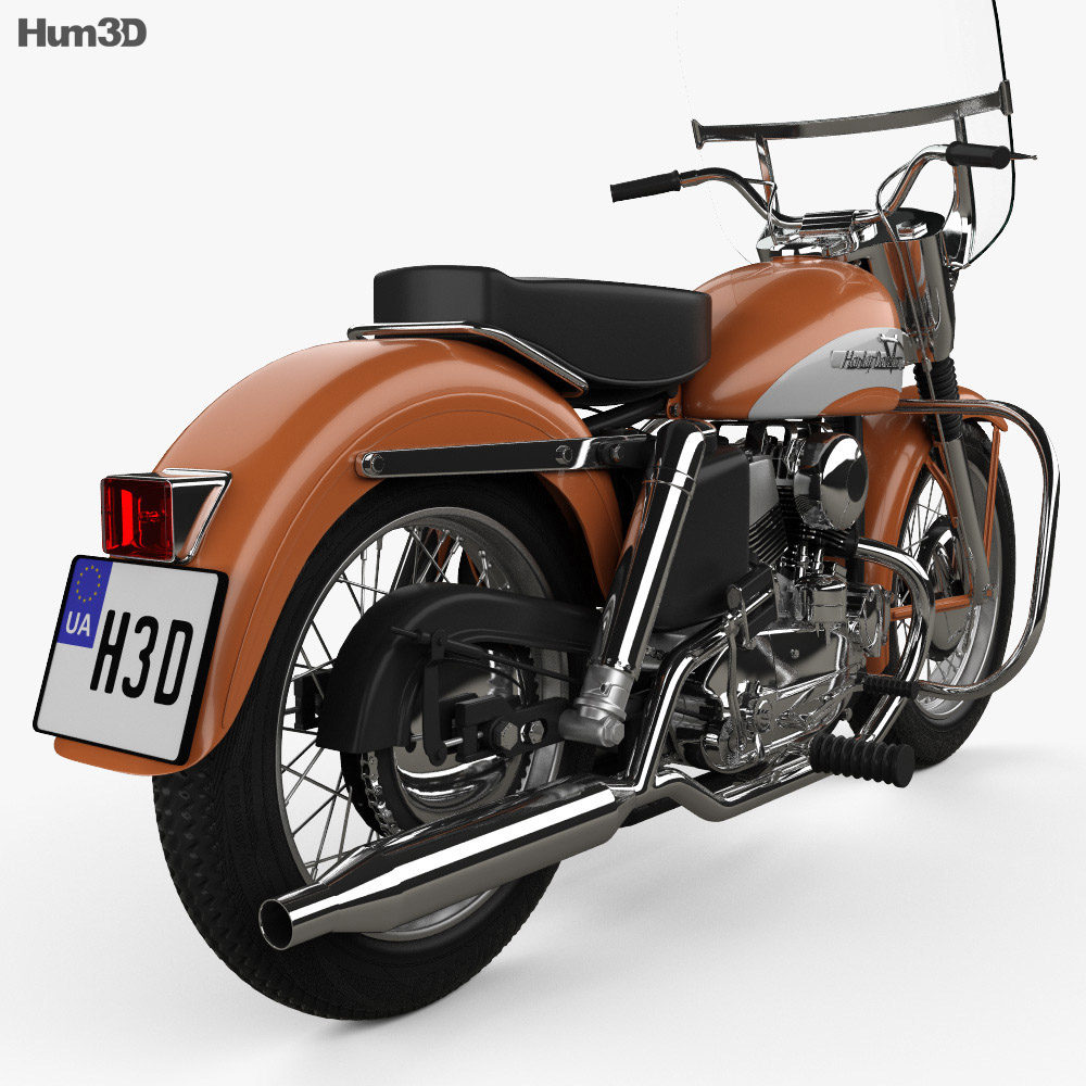 Harley-Davidson KH Elvis Presley 1956 3D模型 后视图