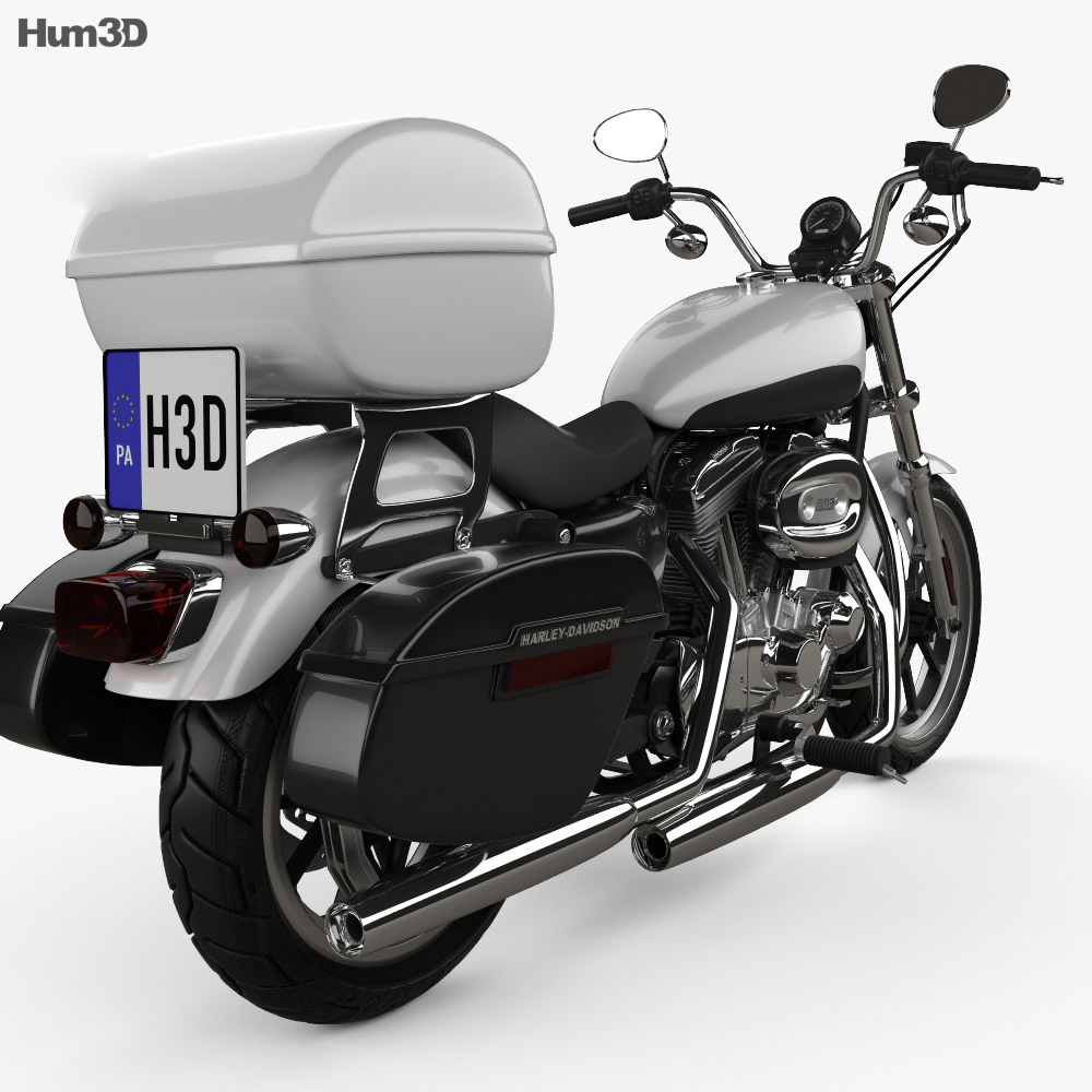 Harley-Davidson XL883L Polizia 2013 Modello 3D vista posteriore