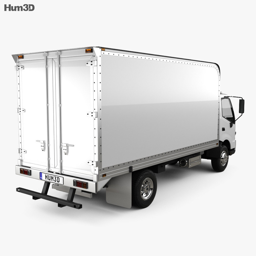 Hino 195 hybrid Box Truck 2013 3d model back view
