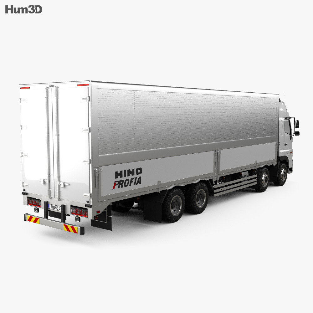 Hino 700 Profia 箱式卡车 4轴 2017 3D模型 后视图