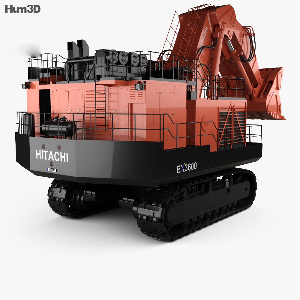 Hitachi EX3600-6 Excavator 2018 3d model back view