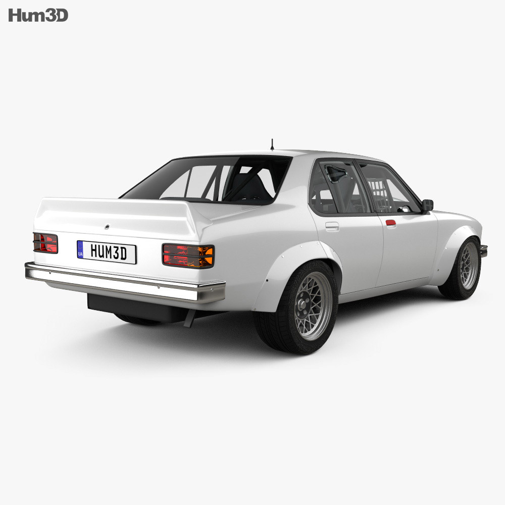 Holden Torana 4ドア レースカー HQインテリアと 1977 3Dモデル 後ろ姿