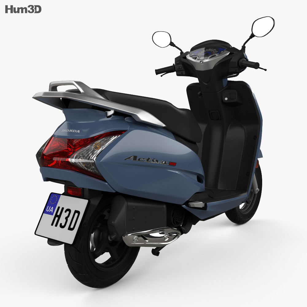Honda Activa 125 with HQ dashboard 2019 3d model back view