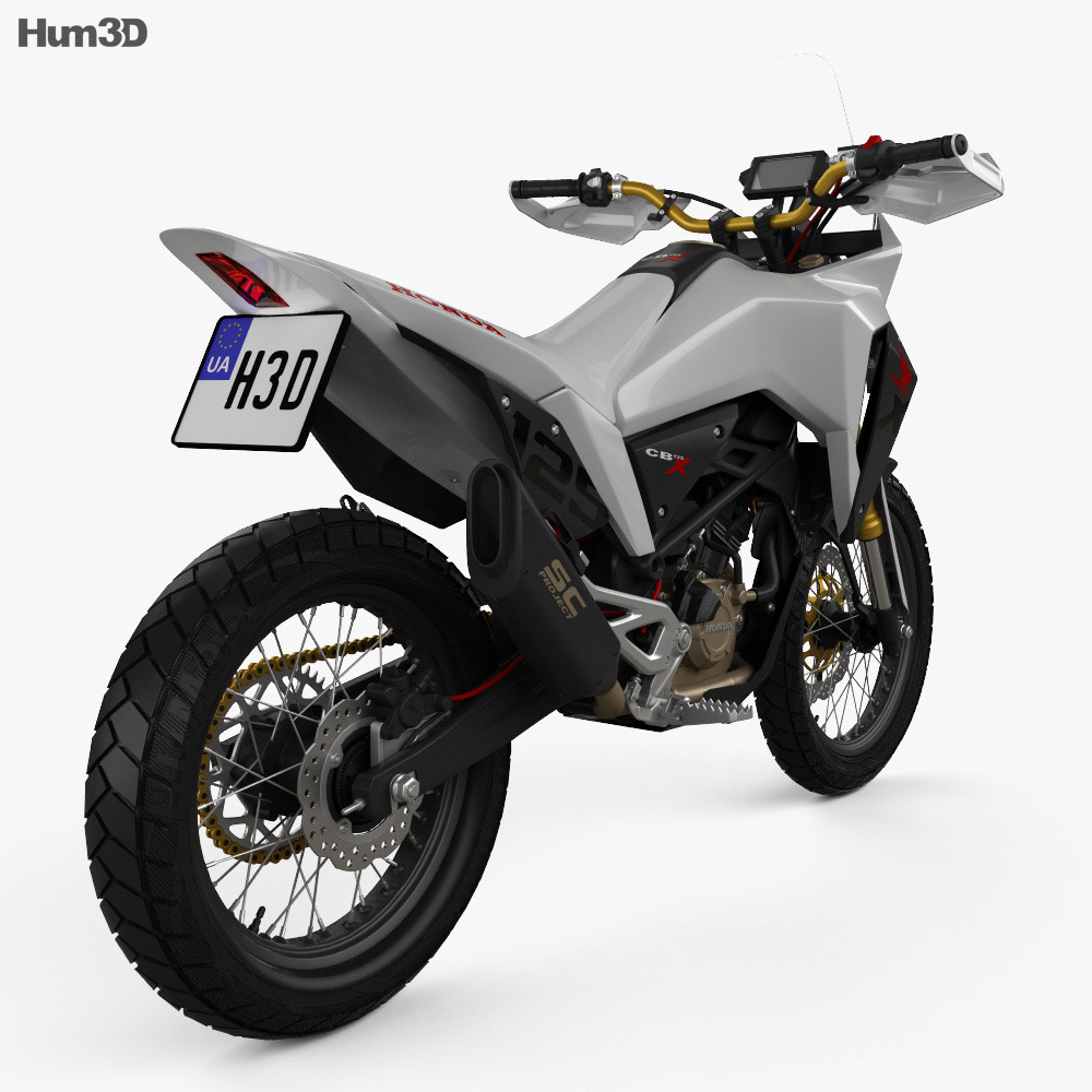 Honda CB125X 2018 3D-Modell Rückansicht