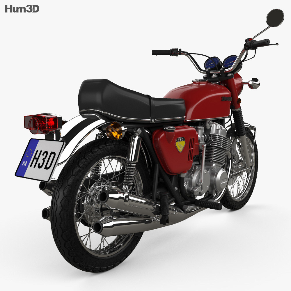 Honda CB 750 Four 1969 Modello 3D vista posteriore