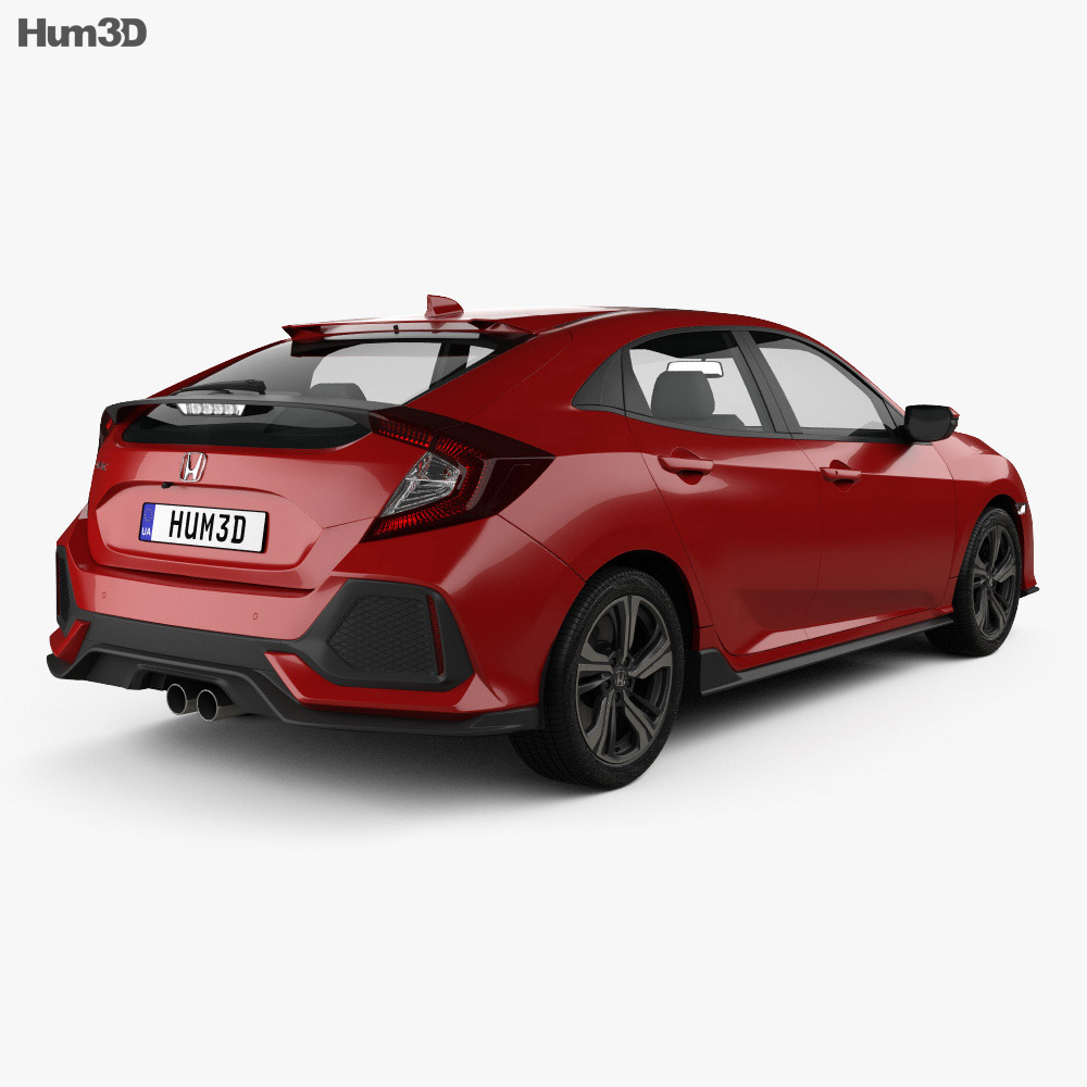 Honda Civic Sport hatchback 2019 3d model back view