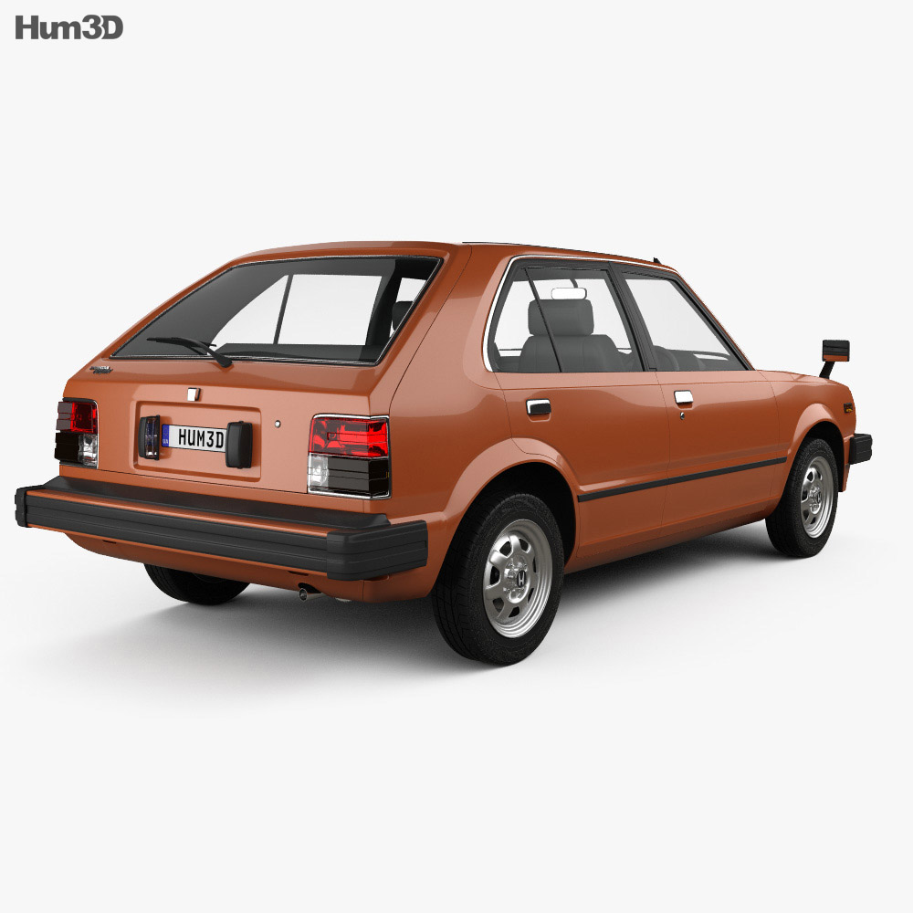 Honda Civic 1979 3d model back view