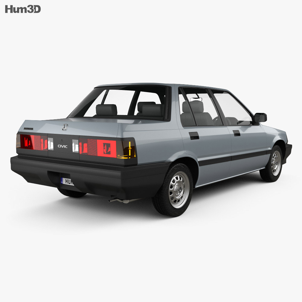 Honda Civic 轿车 1983 3D模型 后视图