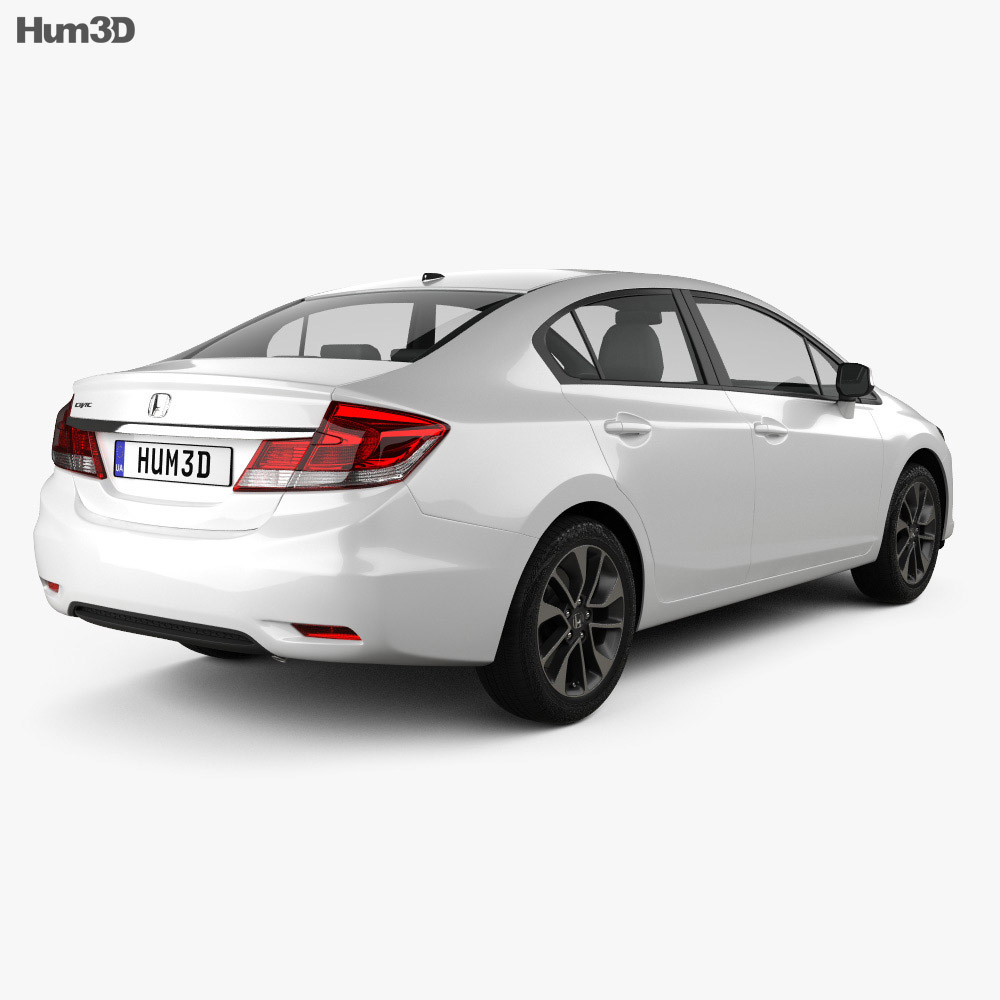 Honda Civic 轿车 2012 3D模型 后视图