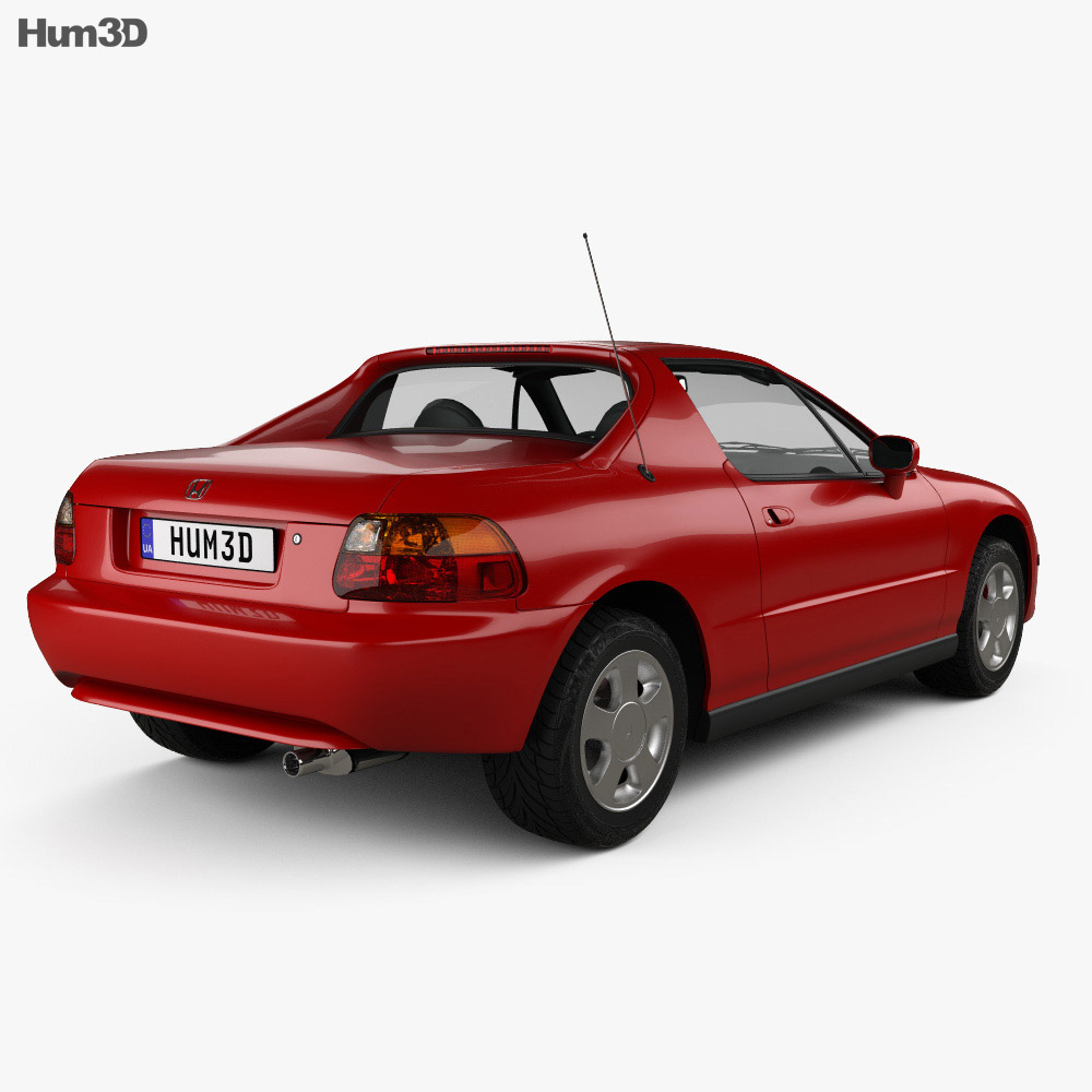 Honda Civic del Sol 1998 3D模型 后视图