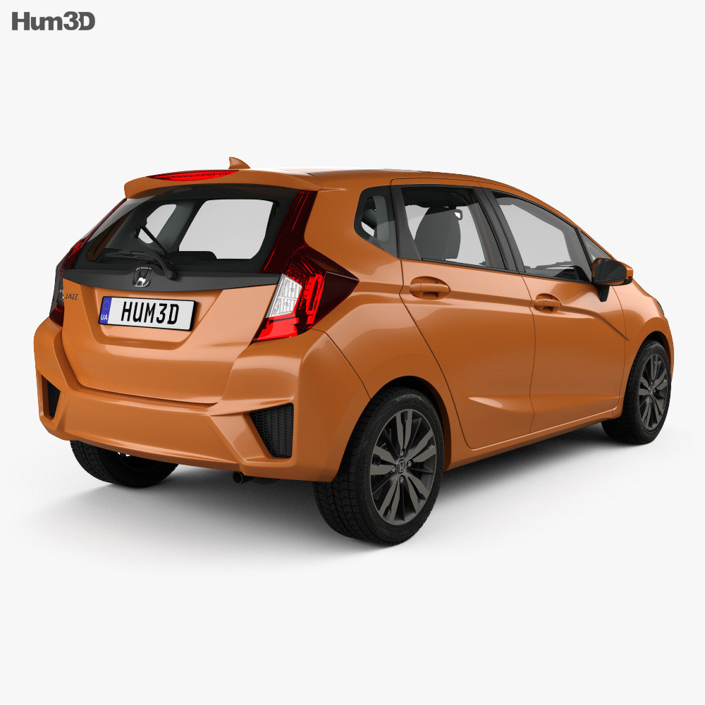 Honda Jazz with HQ interior 2019 3d model back view
