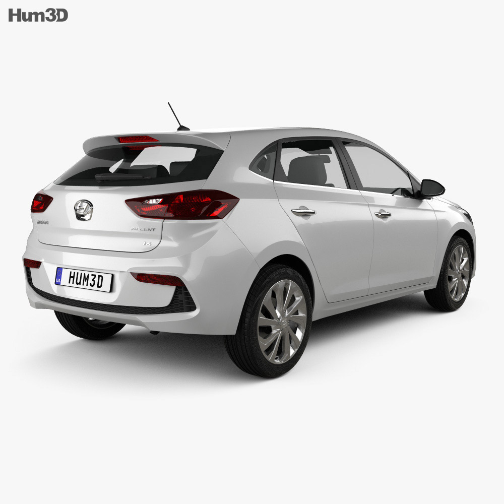 Hyundai Accent Fließheck 2017 3D-Modell Rückansicht