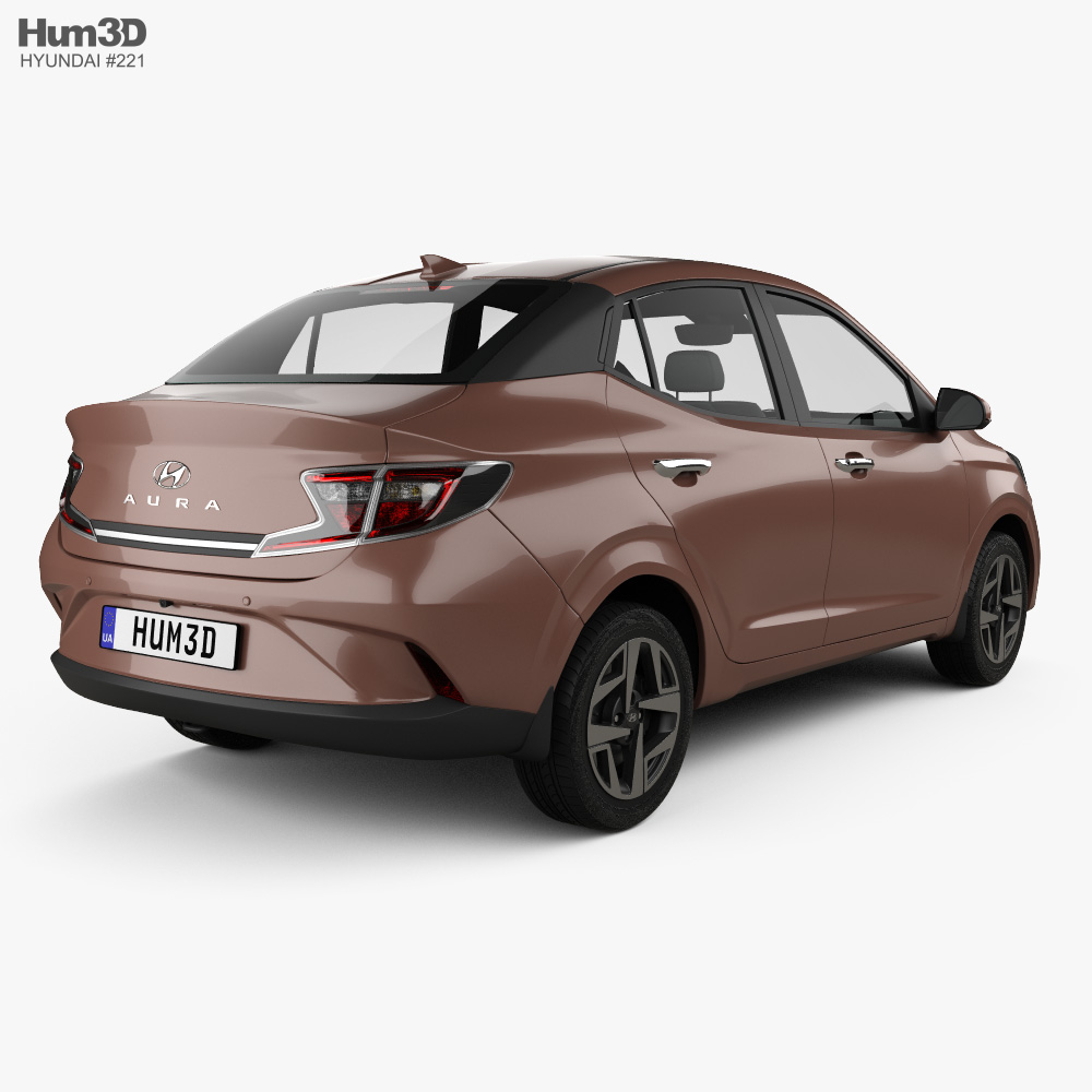 Hyundai Aura 2022 3d model back view