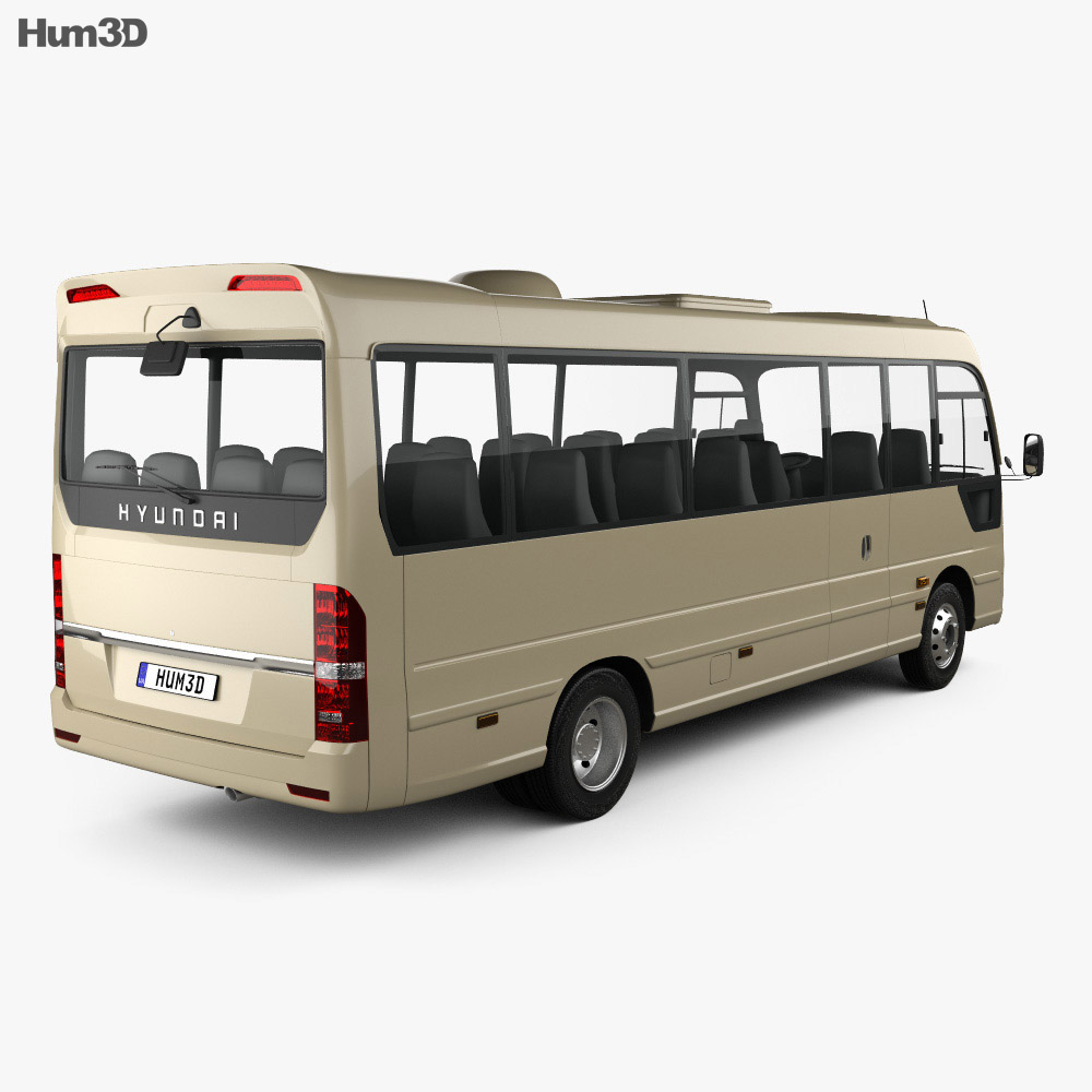 Hyundai County bus 2018 3d model back view