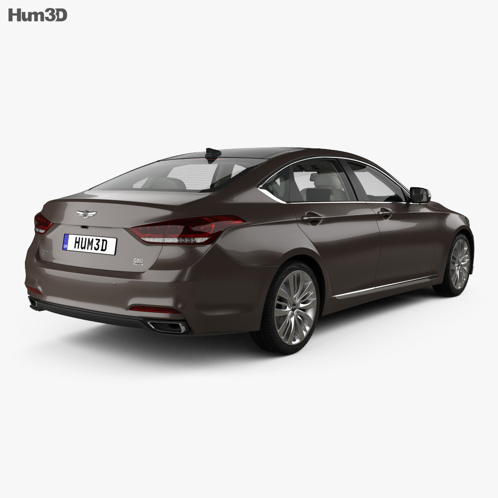 Hyundai Genesis (DH) mit Innenraum 2014 3D-Modell Rückansicht