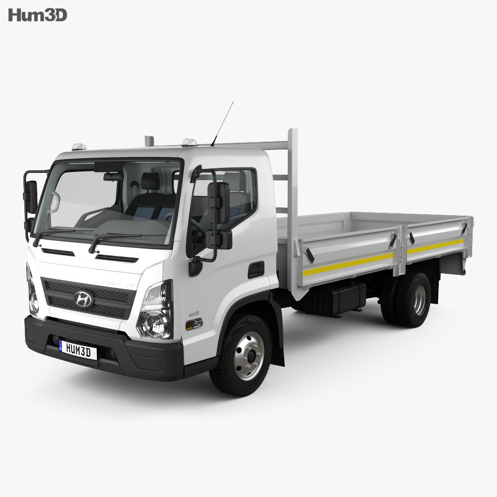 Hyundai Mighty EX8 Flatbed Truck with HQ interior and engine 2022 3d model