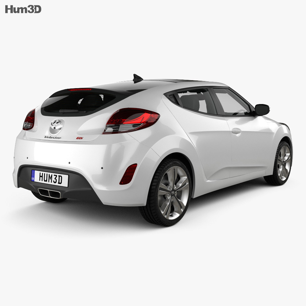 Hyundai Veloster with HQ interior 2017 3d model back view